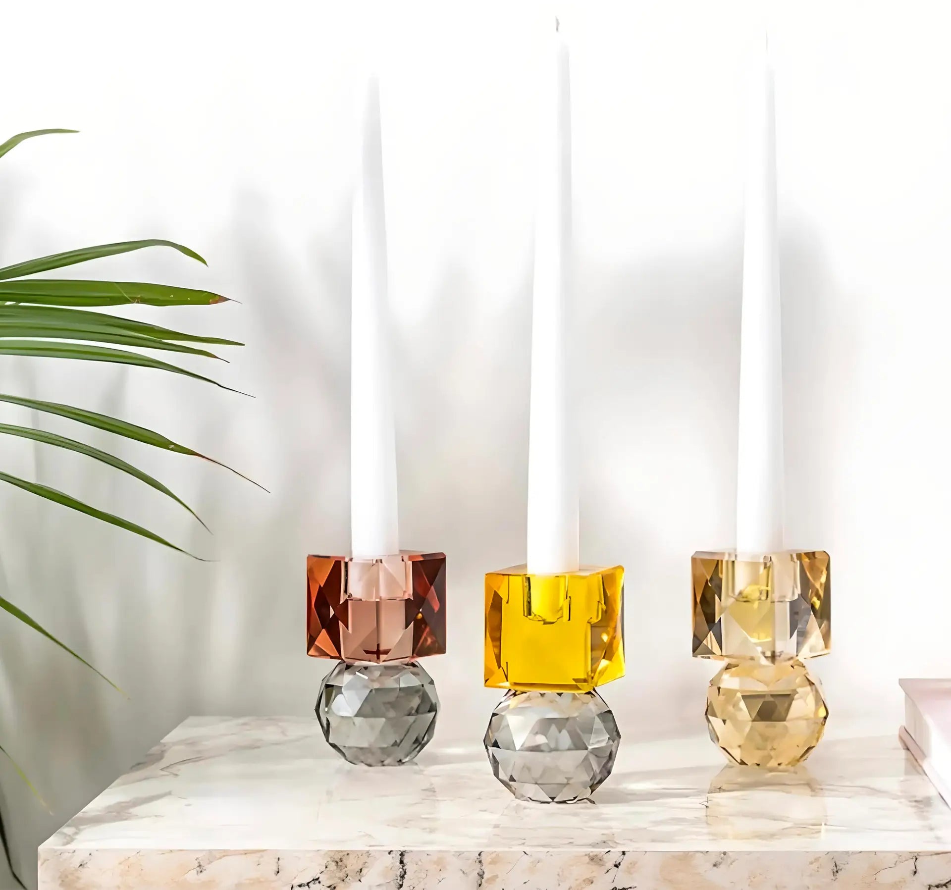 Somon/ Füme  SPARKLE Cam Şamdan – Modern ve Şık Dekor Seçeneği