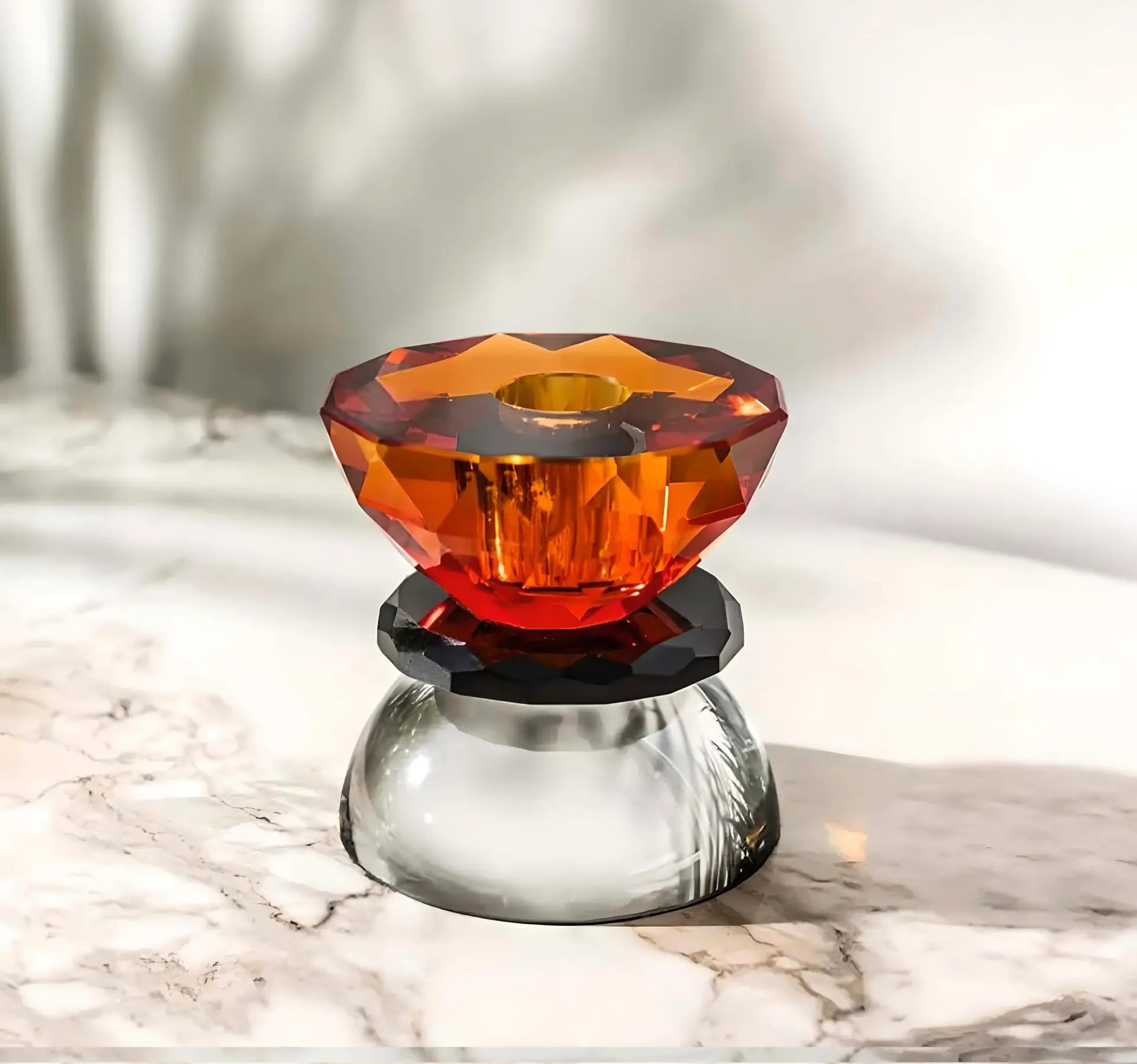 Turuncu/Siyah/ Füme  SPARKLE Cam Şamdan – Modern ve Şık Dekor Seçeneği