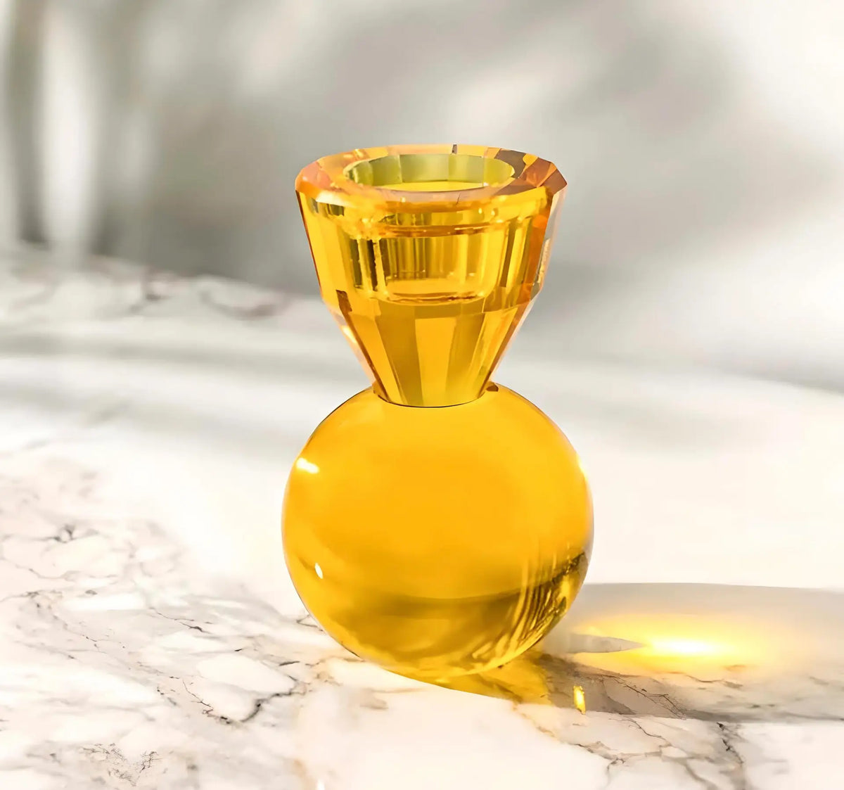 Sarı RAİNBOW  Cam Şamdan – Modern ve Şık Dekor Seçeneği