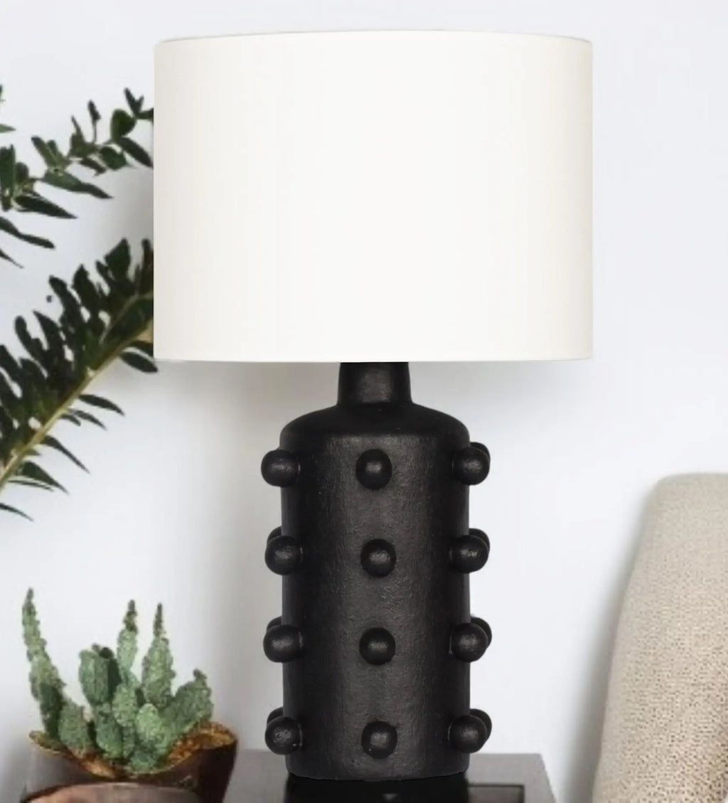 Valencia  Seramik  Siyah Renk  Abajur - Krem Başlık