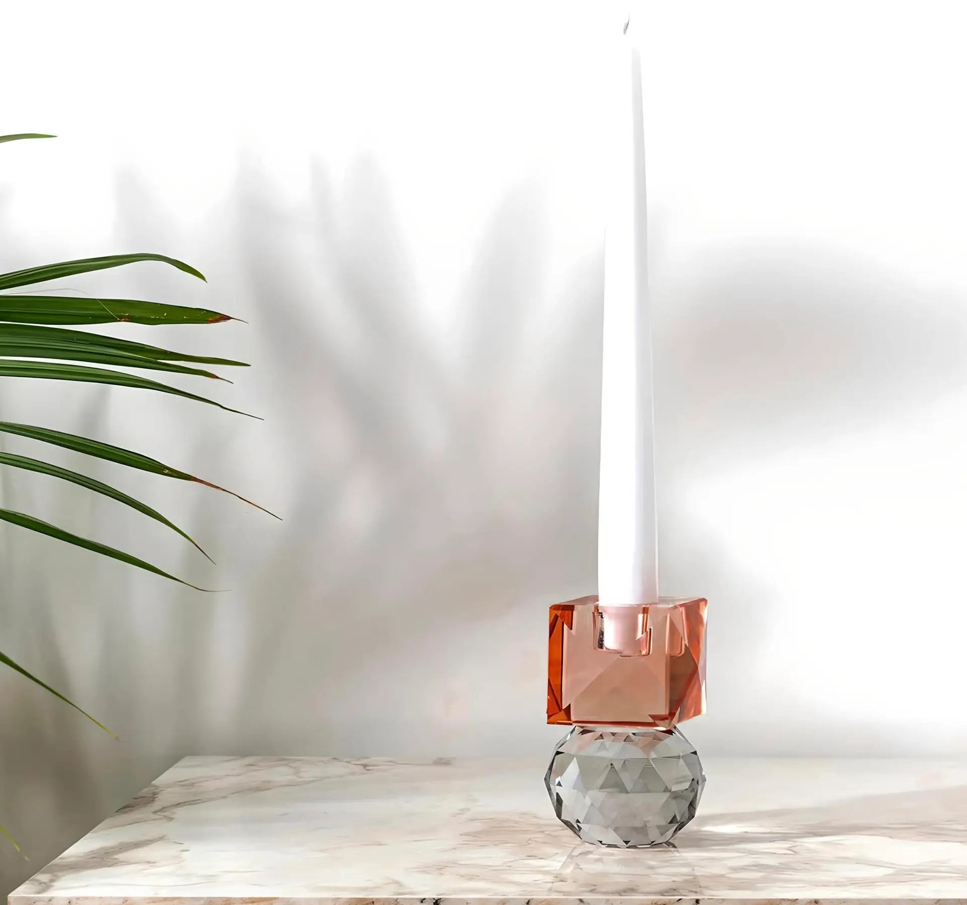 Somon/ Füme  SPARKLE Cam Şamdan – Modern ve Şık Dekor Seçeneği