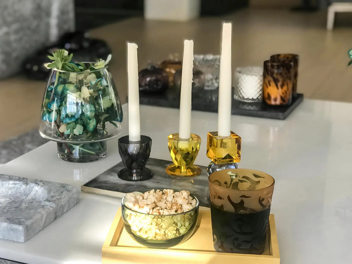 Sarı SPARKLE Cam Şamdan – Modern ve Şık Dekor Seçeneği