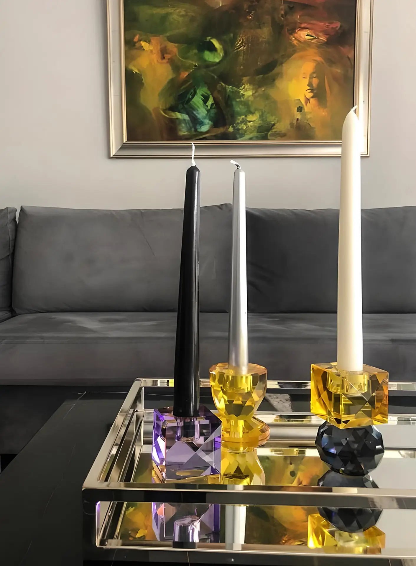 Sarı SPARKLE Cam Şamdan – Modern ve Şık Dekor Seçeneği