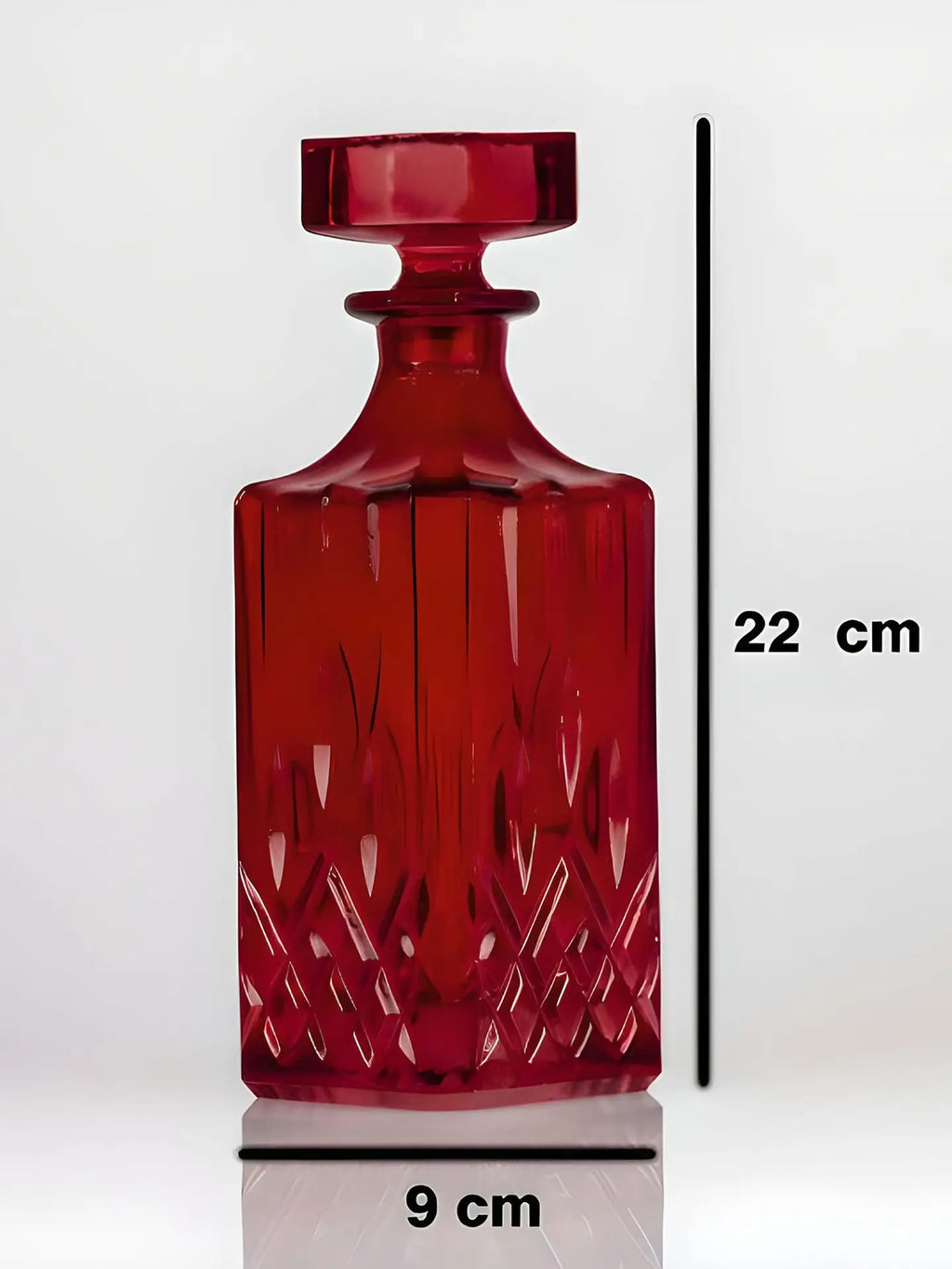 Koyu  Kırmızı  Dekoratif Şişe – El İşçiliği Cam Obje (22 cm)
