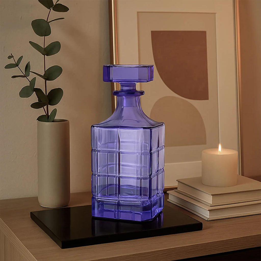 Purple Crystal Decorative Bottle – Handcrafted Glass Ornament (22 cm)