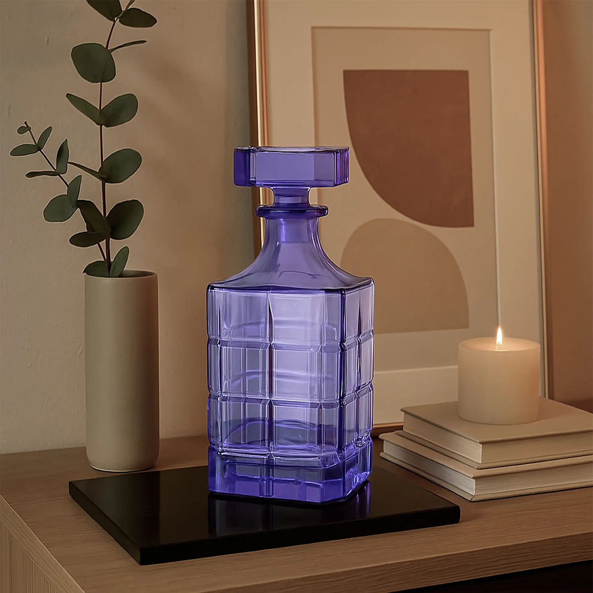 Purple Crystal Decorative Bottle – Handcrafted Glass Ornament (22 cm)