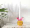 Pembe/ Sarı  SPARKLE Cam Şamdan – Modern ve Şık Dekor Seçeneği