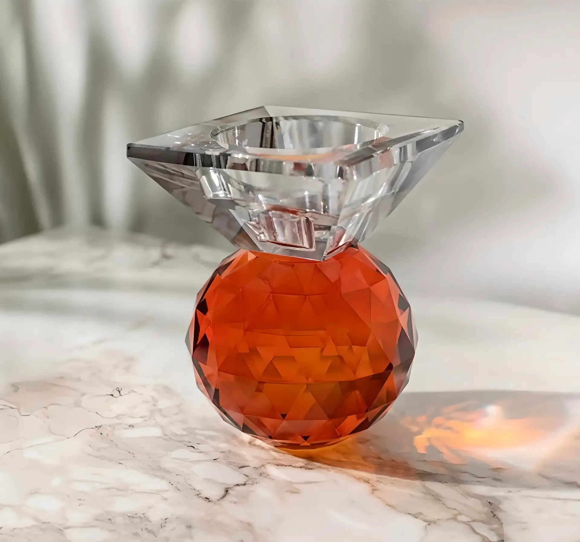 Füme/ Turuncu  SPARKLE Cam Şamdan – Modern ve Şık Dekor Seçeneği