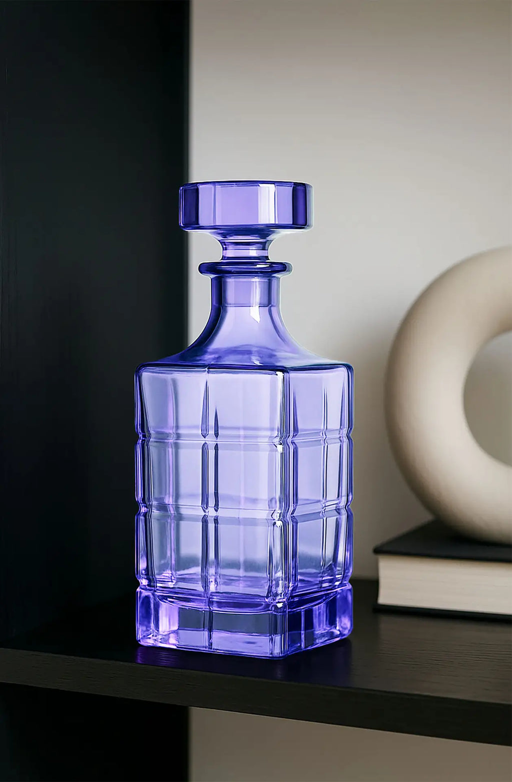 Purple Crystal Decorative Bottle – Handcrafted Glass Ornament (22 cm)
