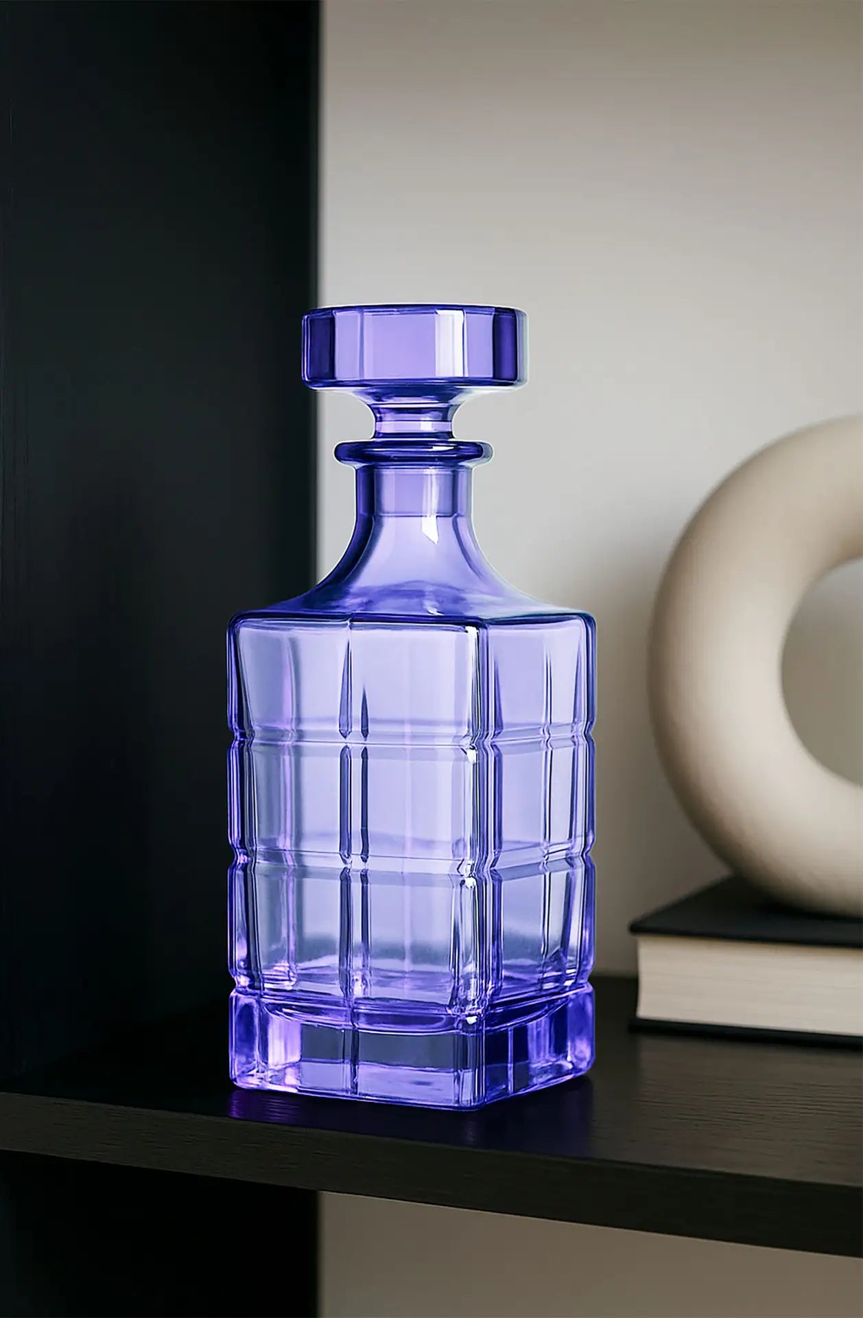 Purple Crystal Decorative Bottle – Handcrafted Glass Ornament (22 cm)