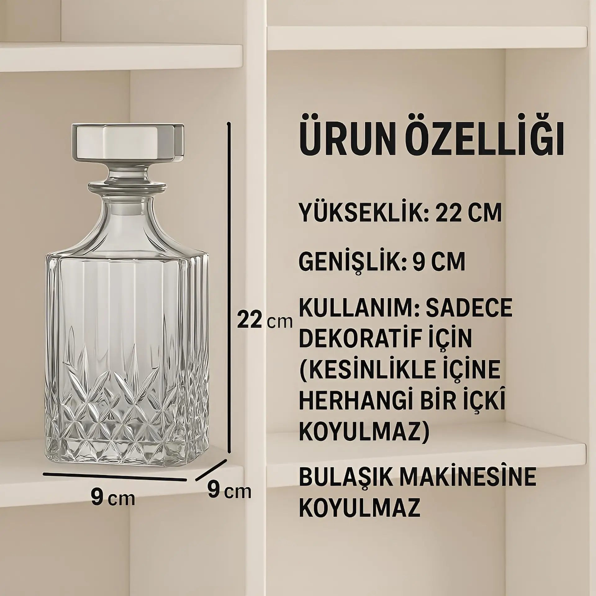 Koyu  Kırmızı  Dekoratif Şişe – El İşçiliği Cam Obje (22 cm)