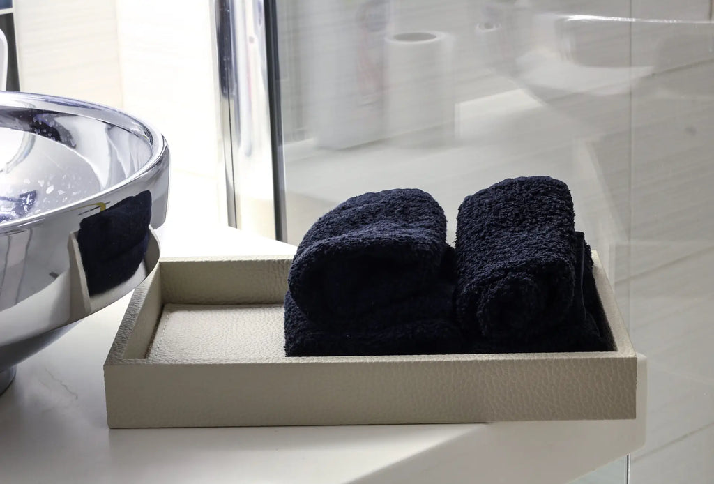 Orta Boy Krem Renk Suni Deri Tepsi