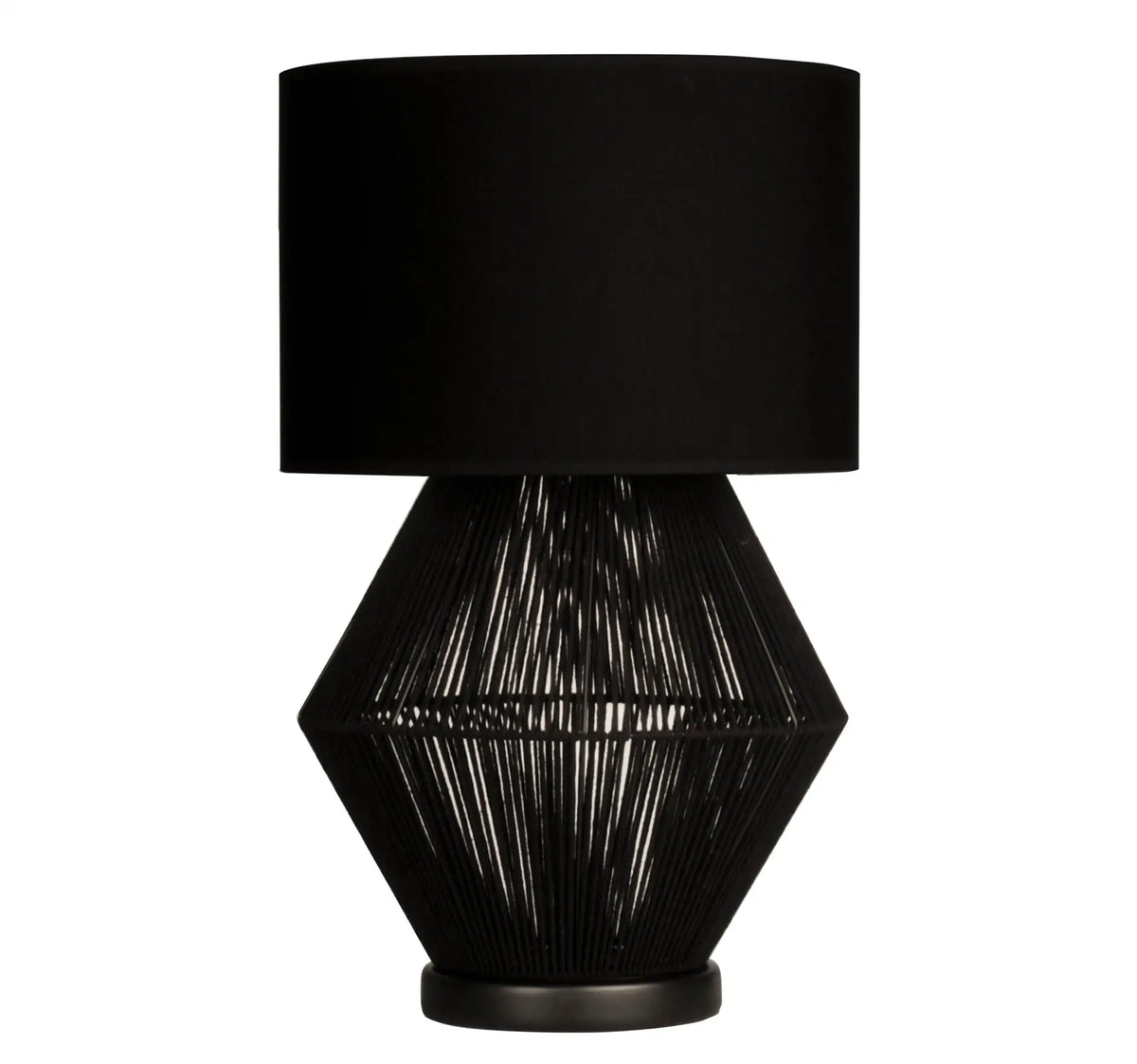 Luna Noir Abajur – Siyah Tel Gövdeli, Siyah Kumaş Şapkalı (51 cm)
