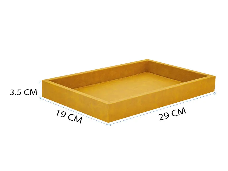 Orta Boy Sarı Renk Suni Deri Tepsi